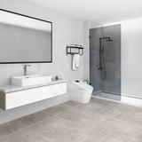 From 900 to 1200x2000mm Grey Glass Black Bracket Frameless Shower Screen Single Door Fixed Panel 10mm Glass