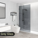 From 900 to 1200x2000mm Grey Glass Black Bracket Frameless Shower Screen Single Door Fixed Panel 10mm Glass