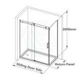 G#9(Gold) 1180-2000x2000mm Sliding Shower Screen L Shape Frameless Light Gold Square Handle 10mm Glass