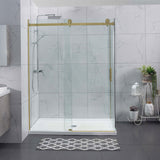G#1(Gold) 1180-2000x2000mm Sliding Shower Screen L Shape Frameless Brushed Gold Square Handle 10mm Glass