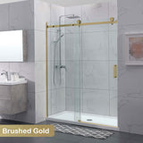 1180-2000x2000mm Wall to Wall Sliding Shower Screen Frameless Variant Colour Stainless Steel Square Handle 10mm Glass