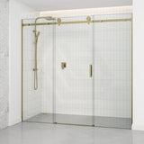 1400-2530x2000mm Shower Screen Wall to Wall Sliding Door Variant Colour Stainless Steel Frameless 3 Panels