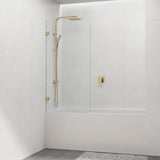 750/900mm Bathtub CURVED Corner Shower Screen Fixed Panel Variant Colour Fittings 10mm Tempered Glass Frameless