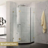 G#1(Gold) 800~1150mm Diamond Shape Shower Screen Pivot Door Brushed Gold Frameless 10mm Glass 2000mm Height