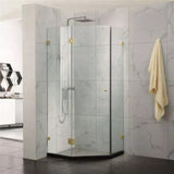 G#1(Gold) 800~1150mm Diamond Shape Shower Screen Pivot Door Brushed Gold Frameless 10mm Glass 2000mm Height