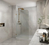 800/900/1000/1100/1200x2100mm Frameless CURVED Corner Shower Screen Single Door Fixed Panel 10mm Glass with Variant Colour L Brackets