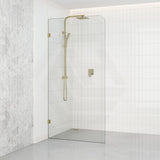 800/900/1000/1100/1200x2100mm Frameless CURVED Corner Shower Screen Single Door Fixed Panel 10mm Glass with Variant Colour L Brackets