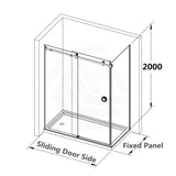 G#1(Gold) 870-1180x2000mm Brushed Gold Sliding Shower Screen L Shape Frameless Square Rail 10mm Glass Embedded Circle Handle