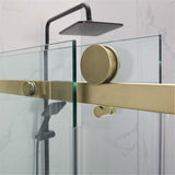 G#1(Gold) 870-1180x2000mm Brushed Gold Sliding Shower Screen L Shape Frameless Square Rail 10mm Glass Embedded Circle Handle