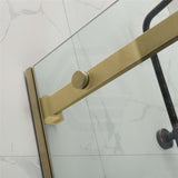 G#1(Gold) 870-1180x2000mm Brushed Gold Sliding Shower Screen L Shape Frameless Square Rail 10mm Glass Embedded Circle Handle