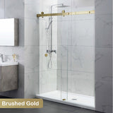 870-1180x2000mm Wall to Wall Sliding Shower Screen Frameless Variant Colour Stainless Steel Square Rail 10mm Glass Round Handle