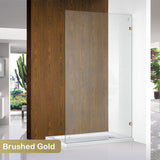 G#1(Gold) From 300 to 1200x2000mm Frameless Walk In Shower Screen Single Fixed Panel Brushed Gold Brackets 10mm Glass