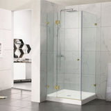 500-1400mm L Shape Frameless Shower Screen Hinge Door Fixed Panel Variant Colour Fittings 10mm Glass