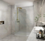 800/900/1000/1100/1200x2100mm Frameless CURVED Corner Shower Screen Single Door Fixed Panel 10mm Glass with Variant Colour L Brackets