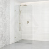 800/900/1000/1100/1200x2100mm Frameless CURVED Corner Shower Screen Single Door Fixed Panel 10mm Glass with Variant Colour L Brackets