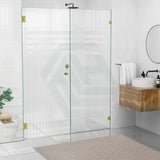 940-1910mm Frameless Wall to Wall Shower Screen Door Hung with Fix Panel in Variant Colour Fittings 10mm Glass