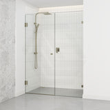 940-1910mm Frameless Wall to Wall Shower Screen Door Hung with Fix Panel in Variant Colour Fittings 10mm Glass