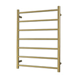 Heated Towel Rail - 7 Round Brushed Gold Bars