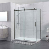 M#1(Gunmetal Grey) 1180-2000x2000mm Sliding Shower Screen L Shape Frameless Gunmetal Grey Square Handle 10mm Glass