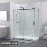 M#1(Gunmetal Grey) 1180-2000x2000mm Sliding Shower Screen L Shape Frameless Gunmetal Grey Square Handle 10mm Glass