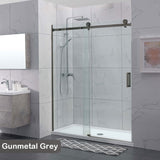1180-2000x2000mm Wall to Wall Sliding Shower Screen Frameless Variant Colour Stainless Steel Square Handle 10mm Glass