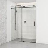 1180-2000x2000mm Wall to Wall Sliding Shower Screen Frameless Variant Colour Stainless Steel Square Handle 10mm Glass