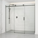 1400-2530x2000mm Shower Screen Wall to Wall Sliding Door Variant Colour Stainless Steel Frameless 3 Panels