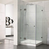 500-1400mm L Shape Frameless Shower Screen Hinge Door Fixed Panel Variant Colour Fittings 10mm Glass