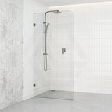 800/900/1000/1100/1200x2100mm Frameless CURVED Corner Shower Screen Single Door Fixed Panel 10mm Glass with Variant Colour L Brackets