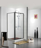 M#1(Gunmetal Grey) 850-1250x2000mm Semi-frameless L Shape Shower Screen Pivot Door with Return Panel Gunmetal Grey Fittings