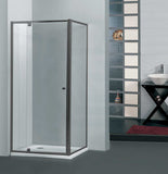 M#1(Gunmetal Grey) 850-1250x2000mm Semi-frameless L Shape Shower Screen Pivot Door with Return Panel Gunmetal Grey Fittings