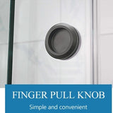 M#1(Gunmetal Grey) 870-1180x2000mm Gunmetal Grey Sliding Shower Screen L Shape Frameless Square Rail 10mm Glass Embedded Circle Handle