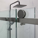 M#1(Gunmetal Grey) 870-1180x2000mm Gunmetal Grey Sliding Shower Screen L Shape Frameless Square Rail 10mm Glass Embedded Circle Handle