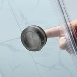 870-1180x2000mm Wall to Wall Sliding Shower Screen Frameless Variant Colour Stainless Steel Square Rail 10mm Glass Round Handle