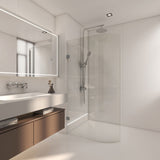 900/1000/1100x2100mm Frameless EDGE CURVED Shower Screen Single Door Fixed Panel 10mm Glass Variant Colour Brackets