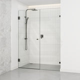 940-1910mm Frameless Wall to Wall Shower Screen Door Hung with Fix Panel in Variant Colour Fittings 10mm Glass
