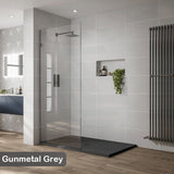M#1(Gunmetal Grey) From 300 to 1200x2000mm Frameless Walk In Shower Screen Single Fixed Panel Gunmetal Grey Brackets 10mm Glass