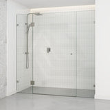 1090-2600mm 3 Panels Wall to Wall Shower Screen Frameless 10mm Glass Variant Colour Fittings