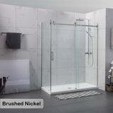 N#1(Nickel) 1180-2000x2000mm Sliding Shower Screen L Shape Frameless Brushed Nickel Square Handle 10mm Glass