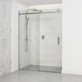 1180-2000x2000mm Wall to Wall Sliding Shower Screen Frameless Variant Colour Stainless Steel Square Handle 10mm Glass