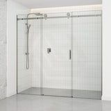 1400-2530x2000mm Shower Screen Wall to Wall Sliding Door Variant Colour Stainless Steel Frameless 3 Panels