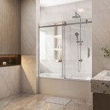 1450-1800x1600mm Bathtub Sliding Shower Screen Wall to Wall Frameless Square Handle Variant Colour