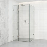 500-1400mm L Shape Frameless Shower Screen Hinge Door Fixed Panel Variant Colour Fittings 10mm Glass