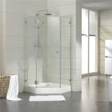 N#1(Nickel) 800~1150mm Diamond Shape Shower Screen Pivot Door Brushed Nickel Frameless 10mm Glass 2000mm Height