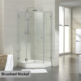 N#1(Nickel) 800~1150mm Diamond Shape Shower Screen Pivot Door Brushed Nickel Frameless 10mm Glass 2000mm Height