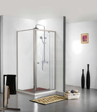 N#1(Nickel) 850-1250x2000mm Adjustable Semi-frameless L Shape Shower Screen Pivot Door with Return Panel Brushed Nickel Fittings Nano Coating
