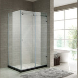 N#1(Nickel) 870-1180x2000mm Brushed Nickel Sliding Shower Screen L Shape Frameless Square Rail 10mm Glass Embedded Circle Handle