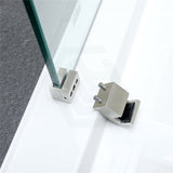 N#1(Nickel) 870-1180x2000mm Brushed Nickel Sliding Shower Screen L Shape Frameless Square Rail 10mm Glass Embedded Circle Handle