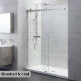 870-1180x2000mm Wall to Wall Sliding Shower Screen Frameless Variant Colour Stainless Steel Square Rail 10mm Glass Round Handle