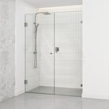 940-1910mm Frameless Wall to Wall Shower Screen Door Hung with Fix Panel in Variant Colour Fittings 10mm Glass